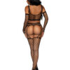 3 Pc Net Crop Top, Garter Stockings, and Matching Gloves - One Size - Black