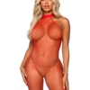 Industrial Net Racer Neck Backless Bodystocking - One Size - Red