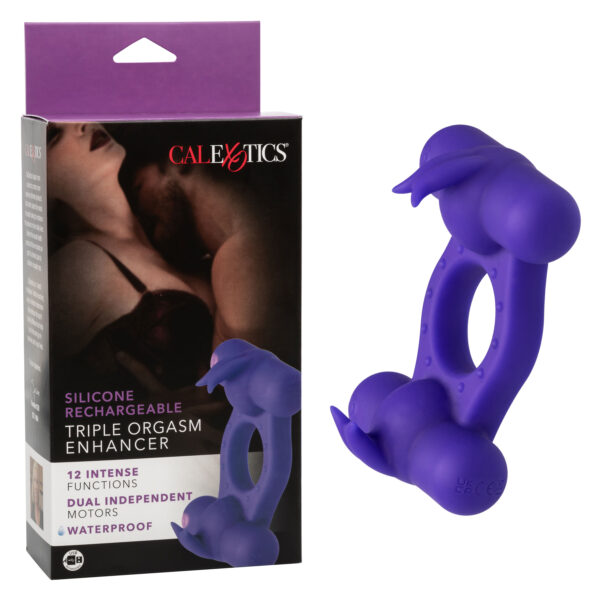 Silicone Rechargeable Triple Orgasm Enhancer - Purple