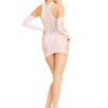 2 Pc Lace Racer Back Mini Dress and Gloves - One Size - White