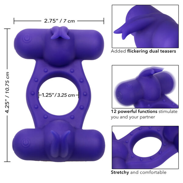 Silicone Rechargeable Triple Orgasm Enhancer - Purple