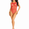 Industrial Net Snap Crotch Tank Bodysuit - One Size - Red