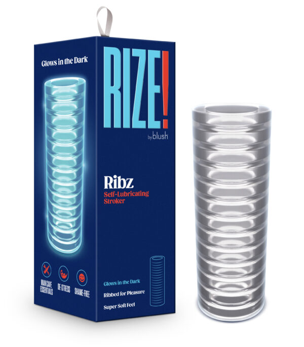 Rize - Ribz - Glow in the Dark Self - Lubricating Stroker - Clear