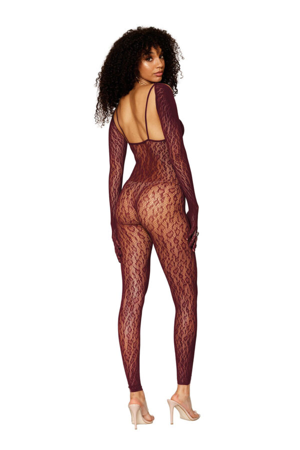 Catsuit Bodystocking and Shrug - One Size - Burgundy