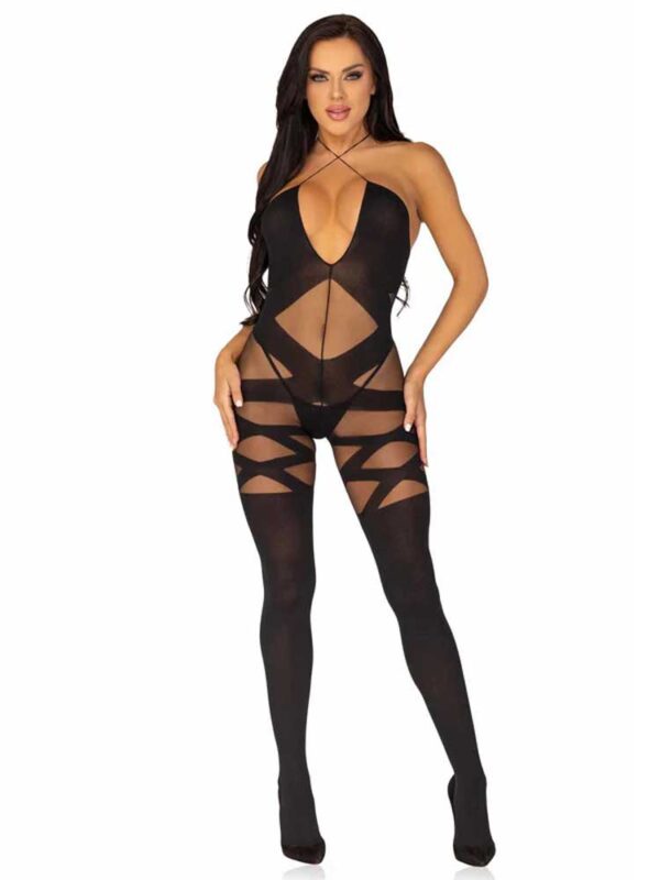 Feels Like Love Opaque Bodystocking - One Size - Black