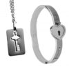 Cuffed Locking Bracelet and Key Necklace