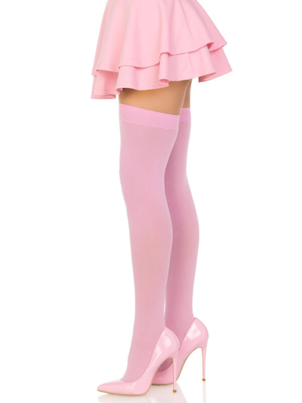 Opaque Nylon Thigh Highs - One Size - Pink