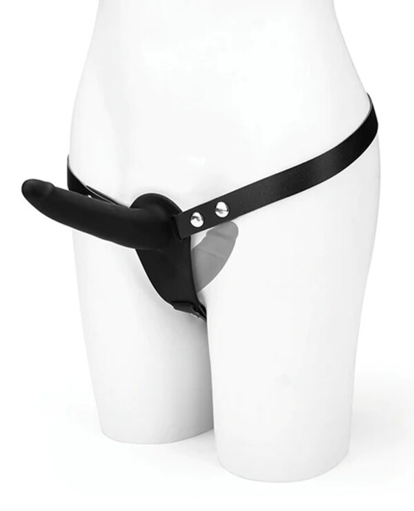 Silicone Strap on Harness Dildo With Internal Penetration - Black