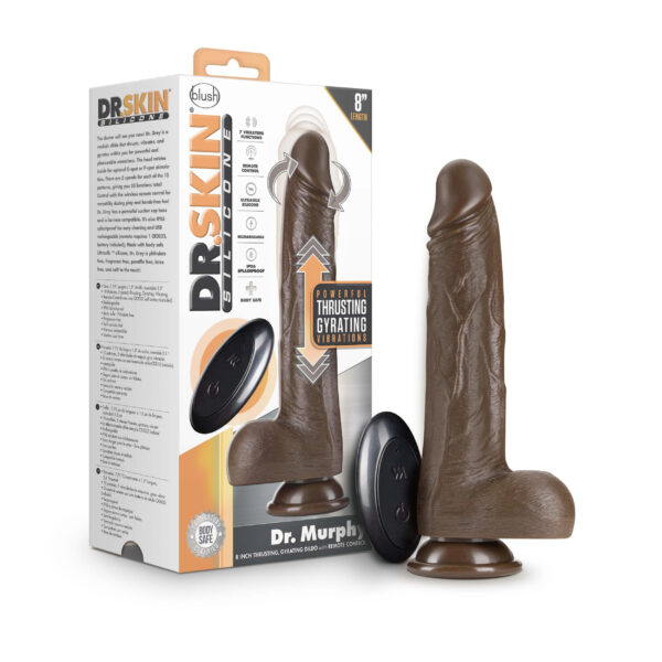 Dr. Skin Silicone - Dr. Murphy - 8 Inch Thrusting Dildo - Chocolate