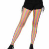 Neon Rainbow Striped Fishnet Tights - One Size - Multicolor