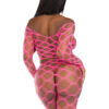 2 Pc Net Crop Top and Footless Tights - One Size - Neon Pink