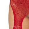 Casey Rhinestone Fishnet Suspender Pantyhose - One Size - Red