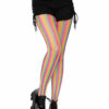 Neon Rainbow Striped Fishnet Tights - One Size - Multicolor