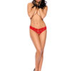 Heart Lace Crotchless Panty - One Size - Red