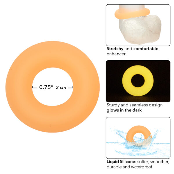 Alpha Glow-in-the-Dark Liquid Silicone Prolong Medium Ring - Orange