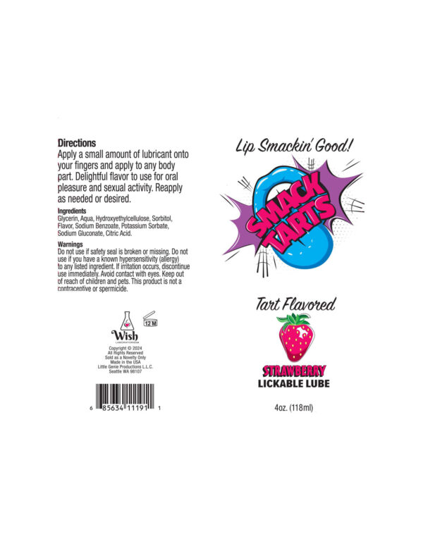 Smack Tarts 4oz Lickable Flavored Lubricant - Strawberry