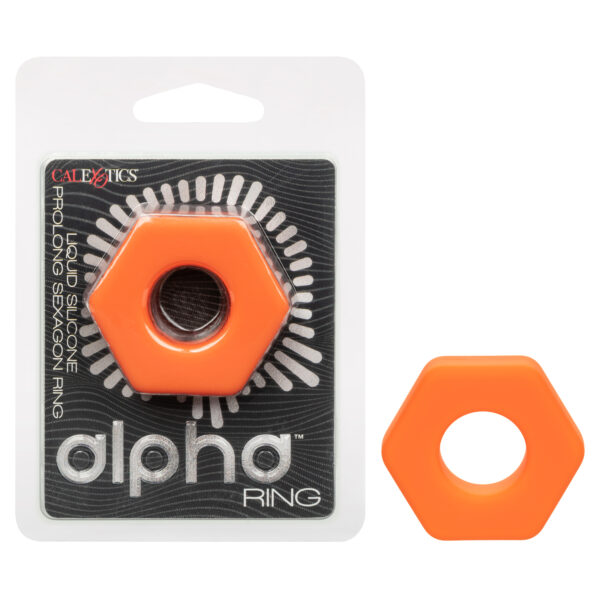 Alpha Liquid Silicone Prolong Sexagon Ring - Orange