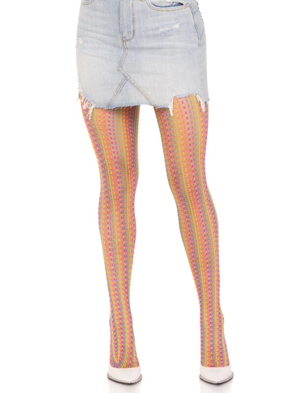 Rainbow Crochet Net Tights - One Size - Multicolor