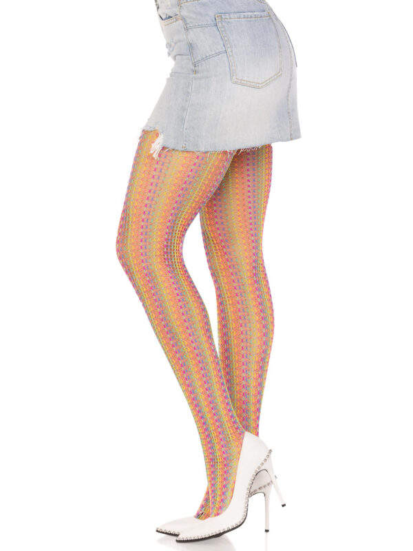 Rainbow Crochet Net Tights - One Size - Multicolor