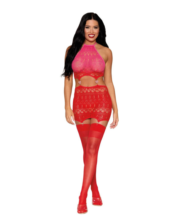 Garter Slip Dmnd - One Size - Red