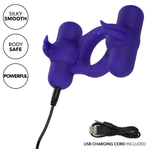 Silicone Rechargeable Triple Orgasm Enhancer - Purple