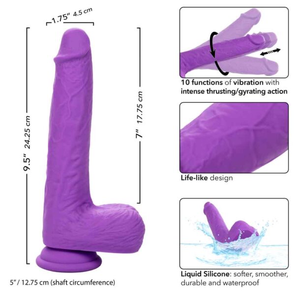 Rechargeable Gyrating and Thrusting Silicone Studs - Purple