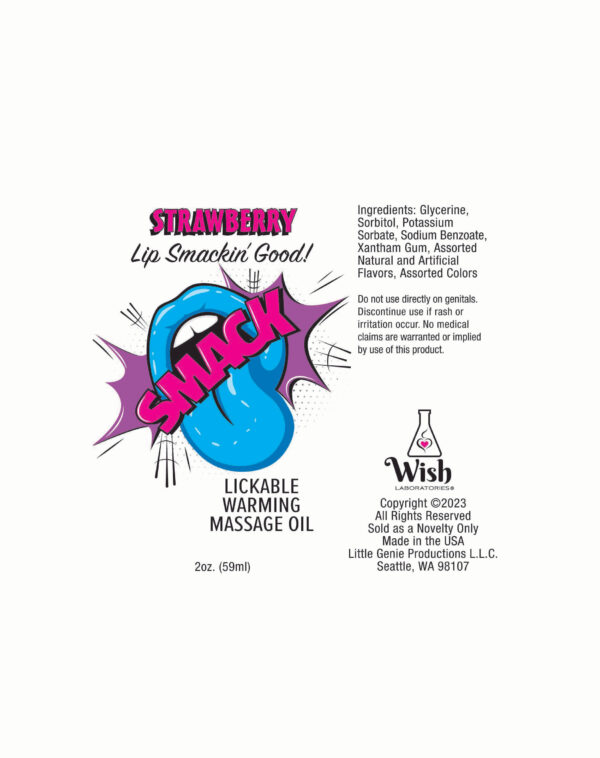 Smack Warming and Lickable Massage Oil - Strawberry 2 Oz