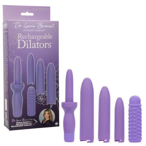 Dr. Laura Berman Rechargeable Dilators Set of 4 Locking Sizes Plus Sleeve - Purple