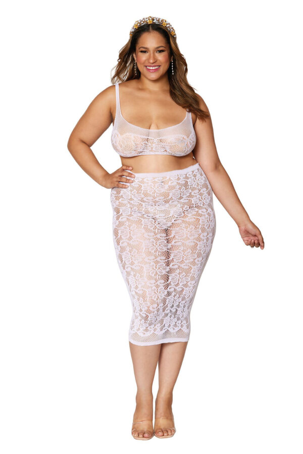 Bralette and Slip Skirt - Queen Size - White