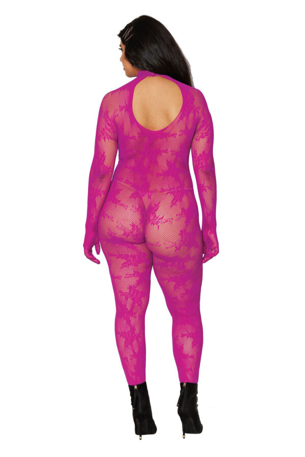 Bodystocking With Finger Gloves - Queen Size - Azalea