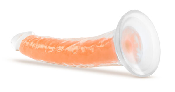 Neo Elite Glow in the Dark - Lavo - 7 Inch Silicone Dual Density Dildo - Neon Orange