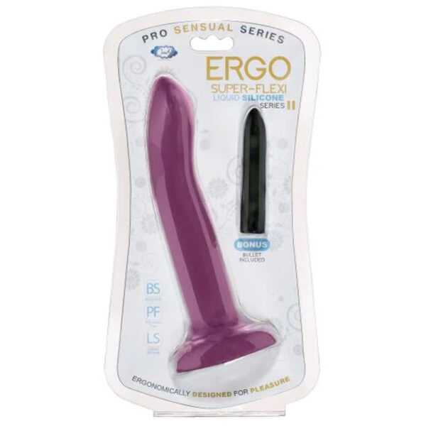 Ergo Super Flexi II Dong Soft and Flexible Liquid Silicone With Vibrator - Plum