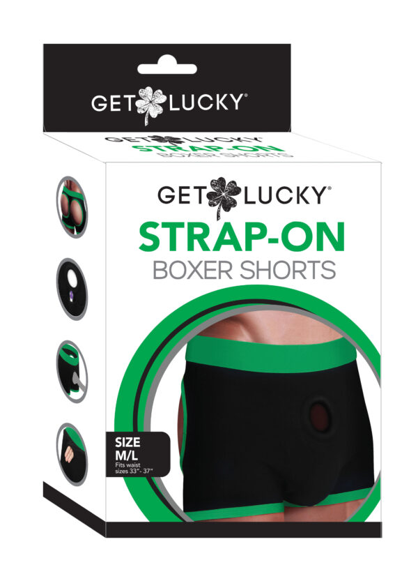 Get Lucky Strap on Boxer Shorts - Medium/large - Black/green